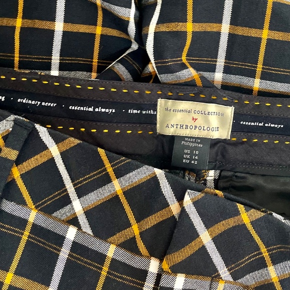 NWT!! ANTHROPOLOGIE The Essential Plaid Pants Black Orange Academia Preppy 10 - Picture 13 of 16